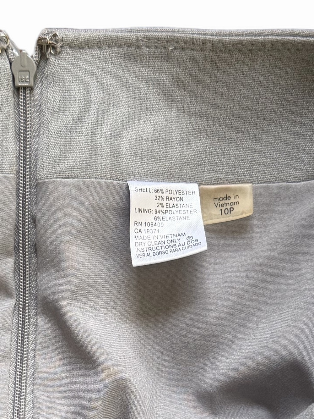 Tahari Arthur S. Levine Gray Tailored Blazer & Skirt Set | Petite Size 10 - Picture 9 of 9